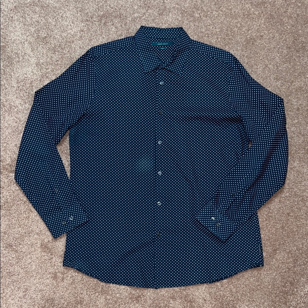 Perry Ellis Dark Blue Polka Dot Shirt